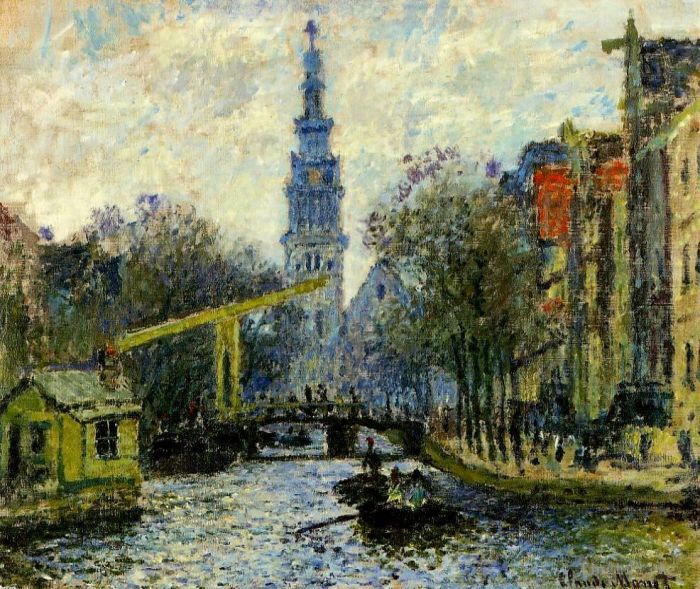 Claude Monet Oil Painting - Canal in Amsterdam