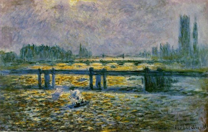 Claude Monet Oil Painting - Charing Cross Bridge Reflections on the Thames