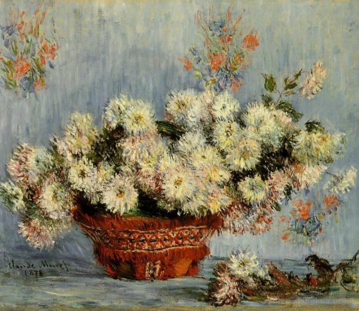 Claude Monet Oil Painting - Chrysanthemums IV