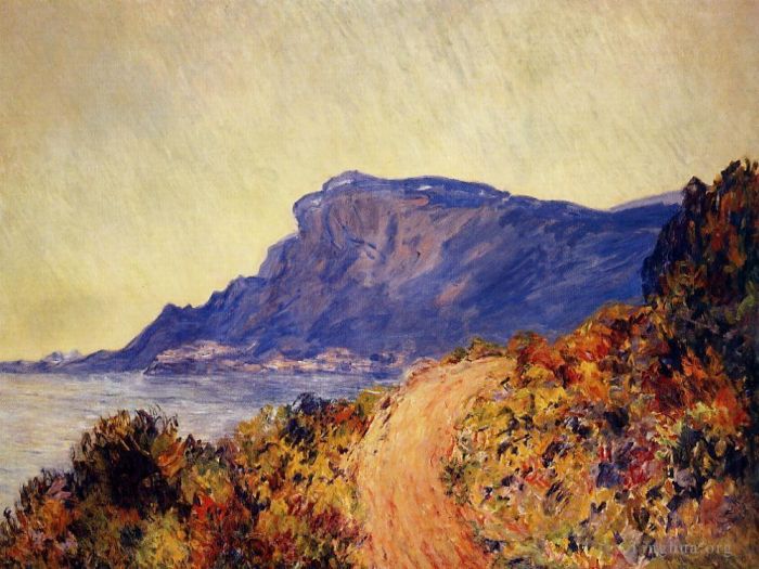 Claude Monet Oil Painting - Coastal Road at Cap Martin near Menton