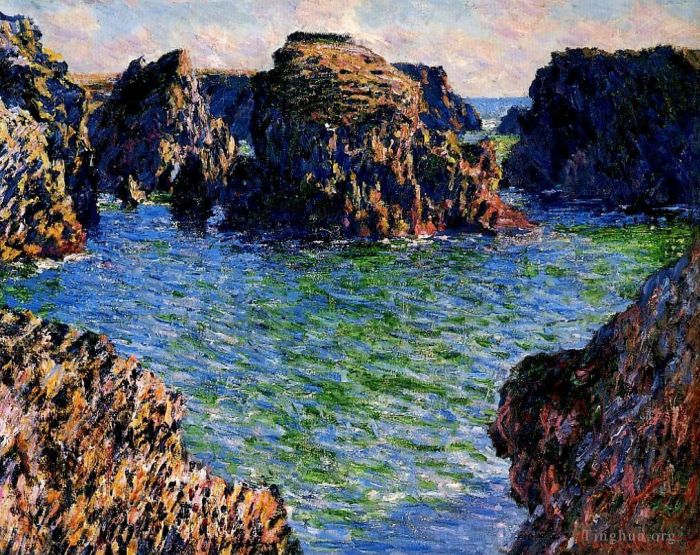 Claude Monet Oil Painting - Coming into PortGoulphar BelleIle