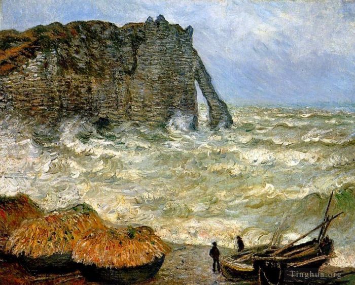 Claude Monet Oil Painting - Etretat Rough Sea
