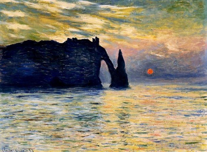 Claude Monet Oil Painting - Etretat Sunset