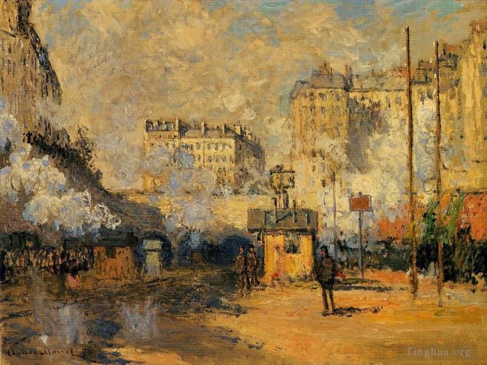 Claude Monet Oil Painting - Exterior of Saint Lazare Station Sunlight Effect