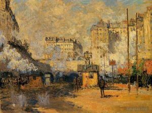 Artist Claude Monet's Work - Exterior of Saint Lazare Station Sunlight Effect
