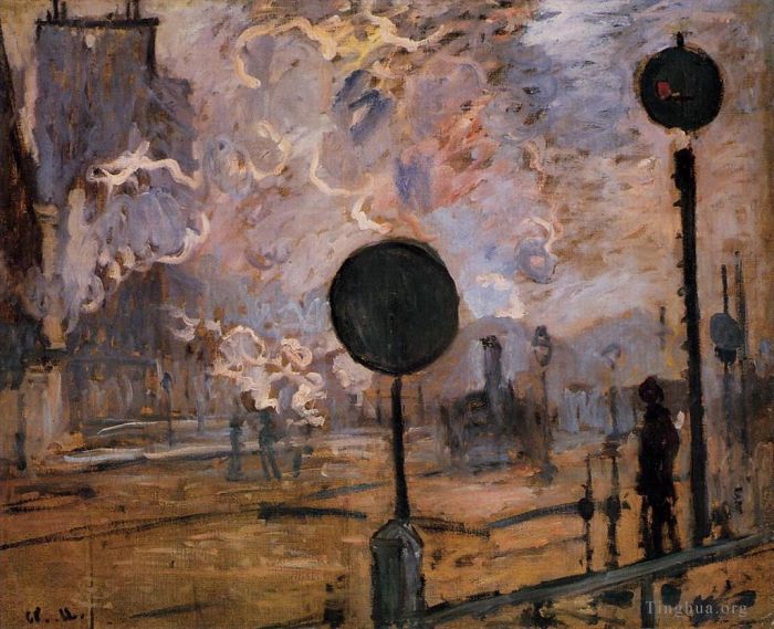 Claude Monet Oil Painting - Exterior of Saint Lazare Station aka The Signal