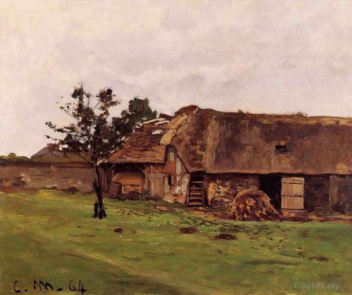 Claude Monet Oil Painting - Farm near Honfleur