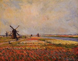 Artist Claude Monet's Work - Fields of Flowers and Windmills near Leiden