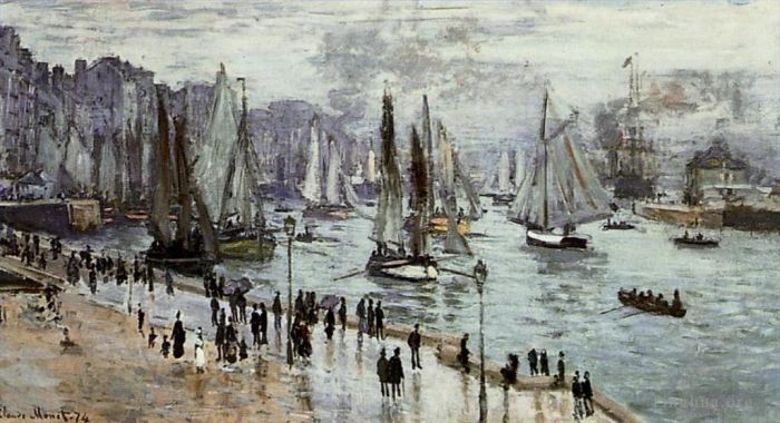 Claude Monet Oil Painting - Fishing Boats Leaving the Port of Le Havre