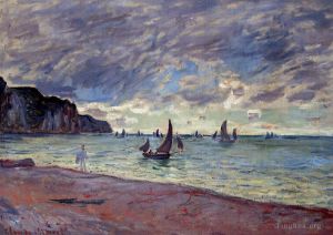 Artist Claude Monet's Work - Fishing Boats by the Beach and the Cliffs of Pourville