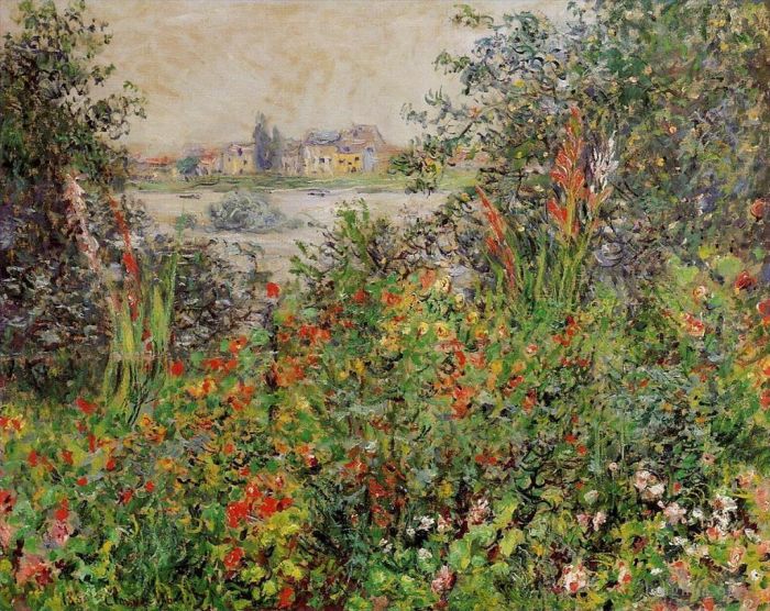 Claude Monet Oil Painting - Flowers at Vetheuil