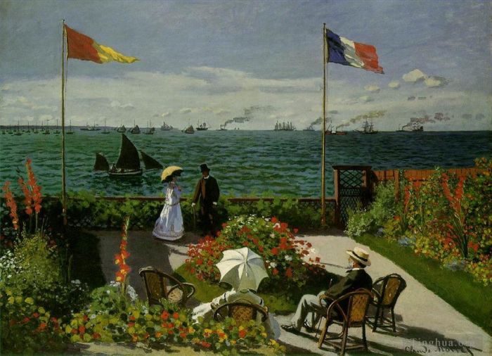 Claude Monet Oil Painting - Garden at Sainte-Adresse