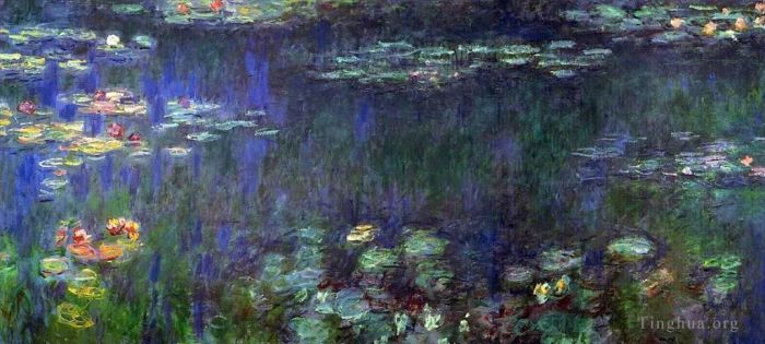 Claude Monet Oil Painting - Green Reflection left half