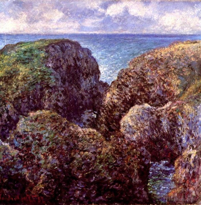 Claude Monet Oil Painting - Group of Rocks at PortGoulphar