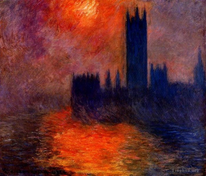 Claude Monet Oil Painting - Houses of Parliament Sunset II