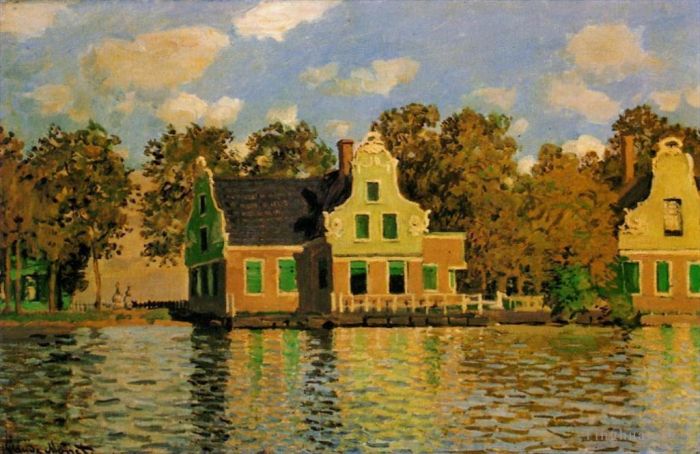 Claude Monet Oil Painting - Houses on the Zaan River at Zaandam