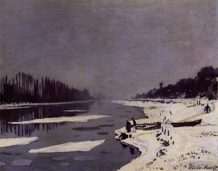 Claude Monet Oil Painting - Ice Floes on the Saine at Bougival