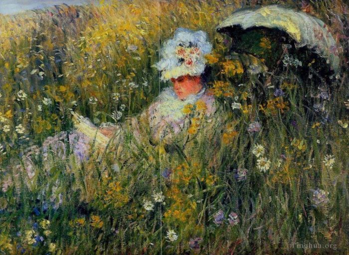 Claude Monet Oil Painting - In the Meadow detail