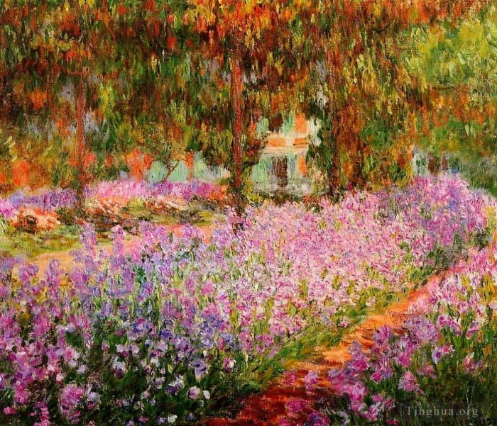 Claude Monet Oil Painting - Irises in Monet’s Garden