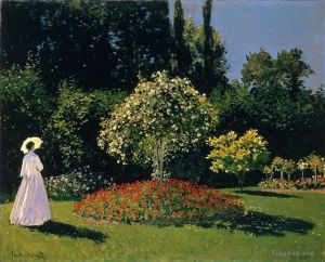 Artist Claude Monet's Work - Jeanne-Marguerite Lecadre in the Garden (Woman in the Garden Sainte-Adresse)