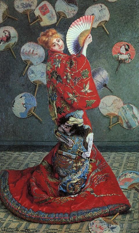 Claude Monet Oil Painting - La Japonaise Camille Monet in Japanese Costume