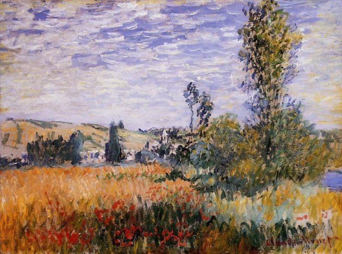 Claude Monet Oil Painting - Landscape at Vetheuil