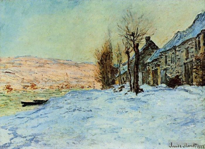 Claude Monet Oil Painting - Lavacourt Sun and Snow