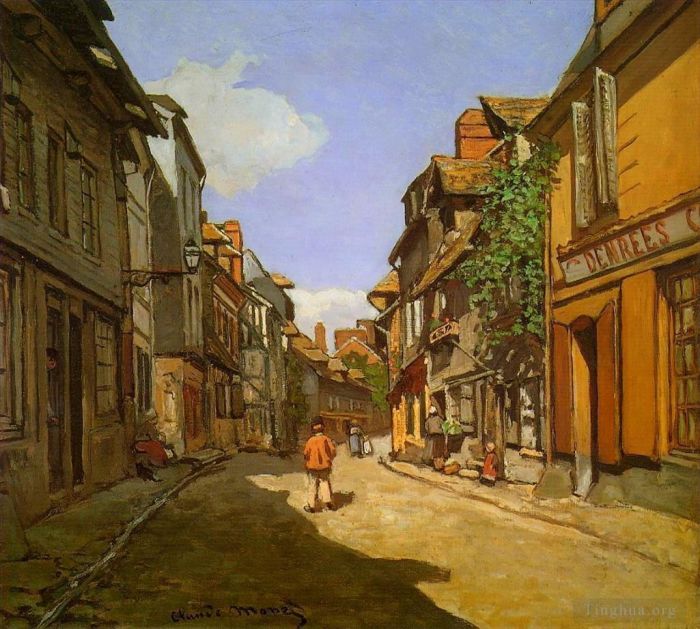 Claude Monet Oil Painting - Le Rue de La Bavolle at Honfleur