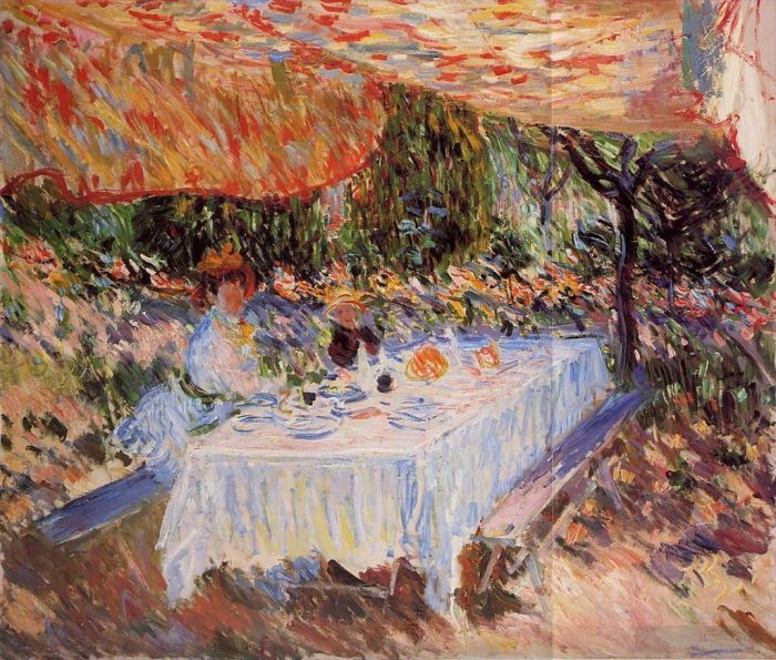 Claude Monet Oil Painting - Luncheon under the Canopy