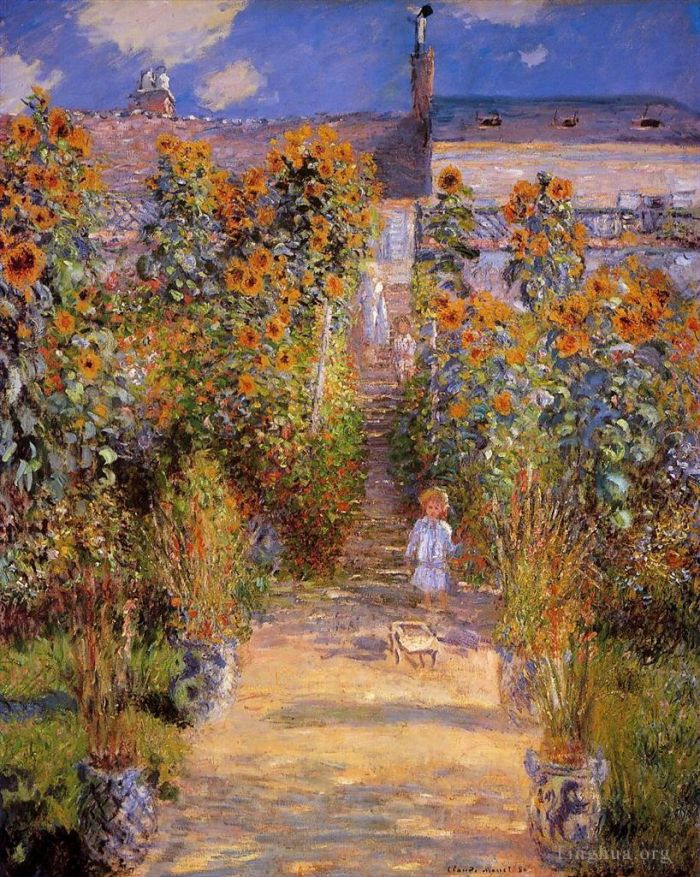 Claude Monet Oil Painting - The Artist’s Garden at Vétheuil