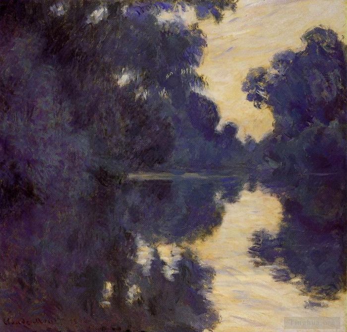 Claude Monet Oil Painting - Morning on the Seine