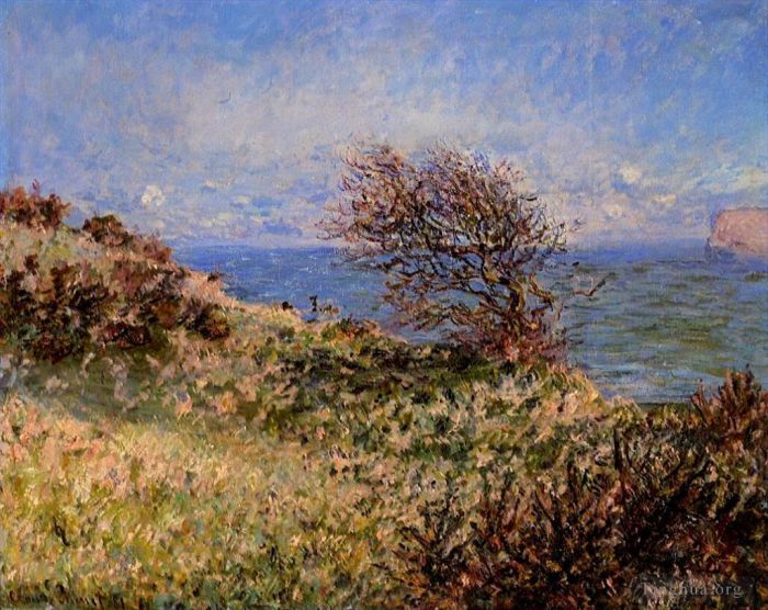 Claude Monet Oil Painting - On the Cliff at Fecamp