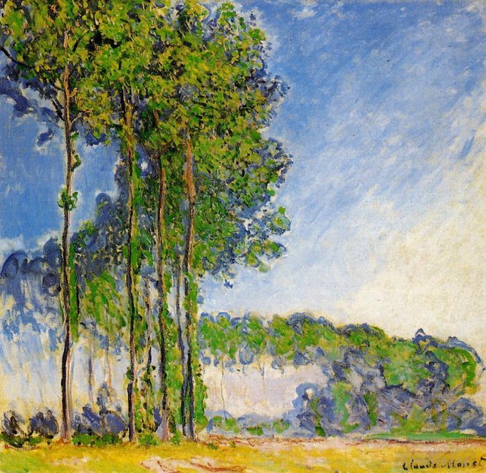 Claude Monet Oil Painting - Poplars View from the Marsh