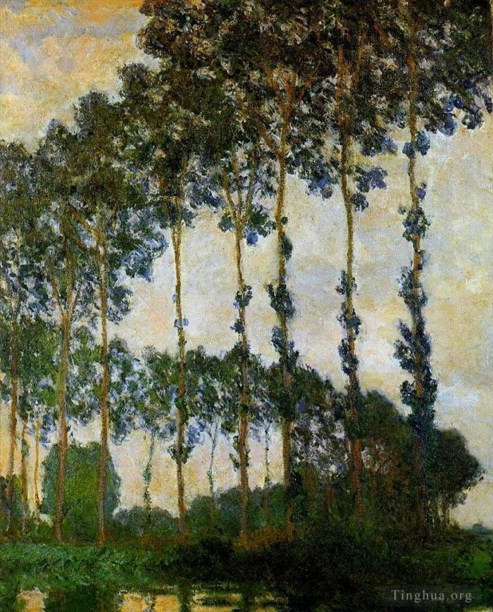 Claude Monet Oil Painting - Poplars near Giverny Overcast Weather