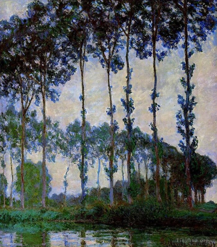 Claude Monet Oil Painting - Poplars on the Banks of the River Epte Overcast Weather