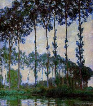 Artist Claude Monet's Work - Poplars on the Banks of the River Epte Overcast Weather