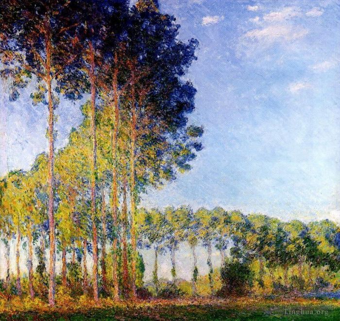 Claude Monet Oil Painting - Poplars on the Banks of the River Epte Seen from the Marsh