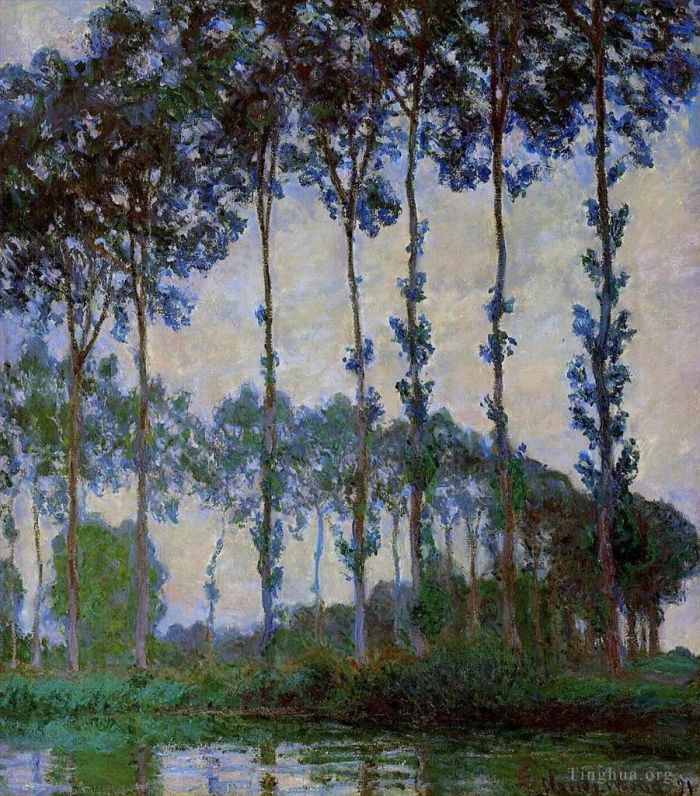 Claude Monet Oil Painting - Poplars on the Banks of the River Epte at Dusk