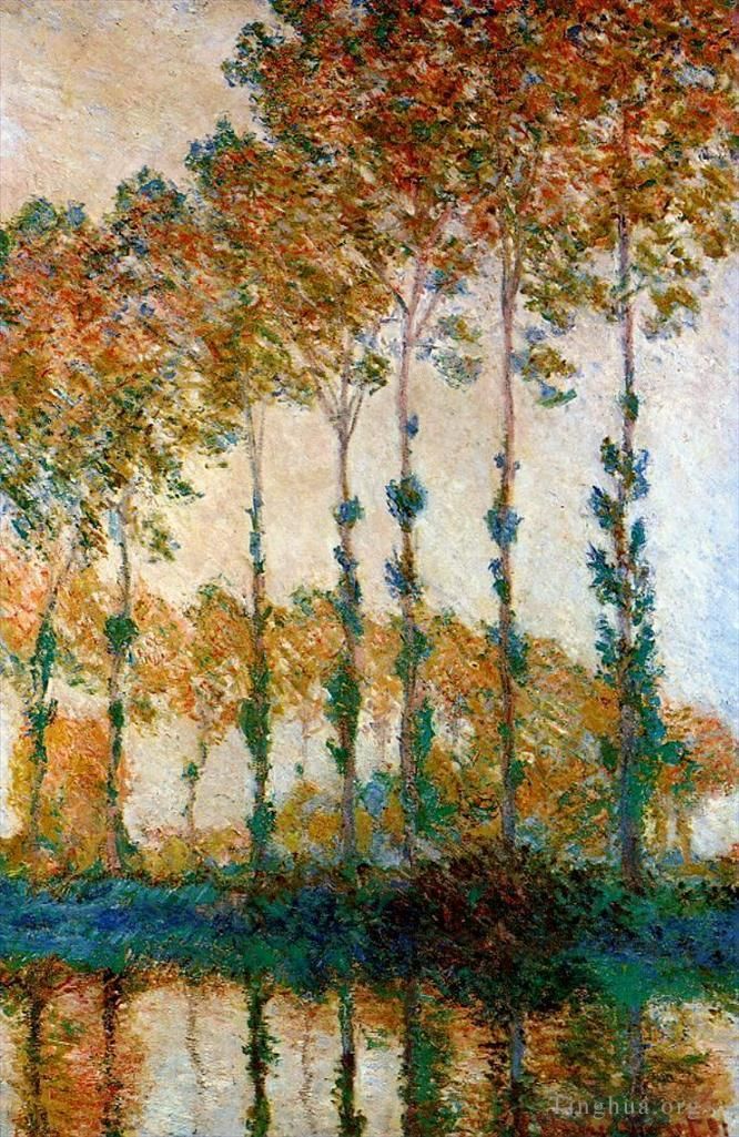 Claude Monet Oil Painting - Poplars on the Banks of the River Epte in Autumn