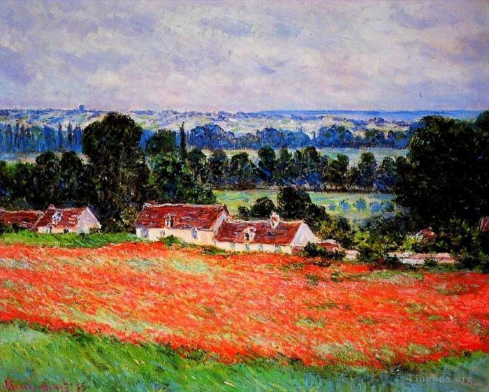 Claude Monet Oil Painting - Field of Poppies at Giverny