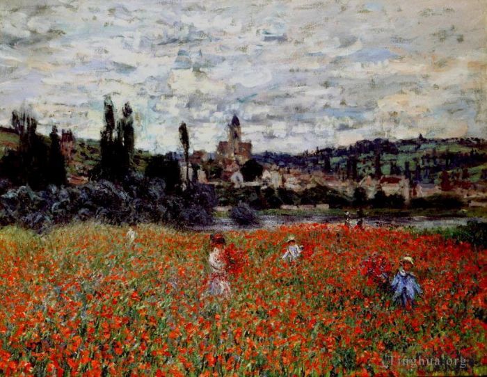 Claude Monet Oil Painting - Poppies near Vetheuilcirca