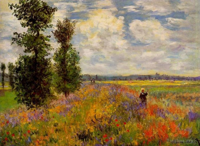 Claude Monet Oil Painting - Poppy Fields near Argenteuil