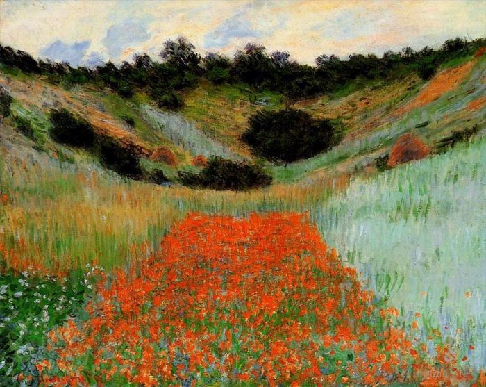 Claude Monet Oil Painting - Poppy Field in a Hollow near Giverny