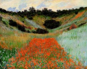 Artist Claude Monet's Work - Poppy Field in a Hollow near Giverny