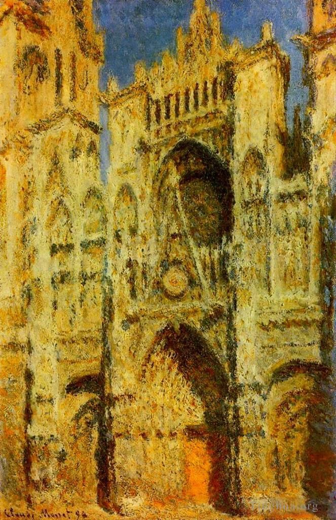 Claude Monet Oil Painting - Rouen Cathedral Portal in the Sun