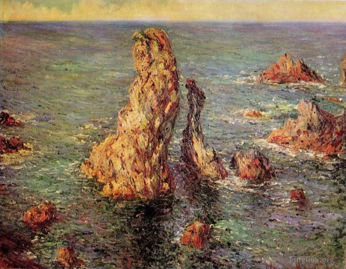 Claude Monet Oil Painting - Pyramids at PortCoton