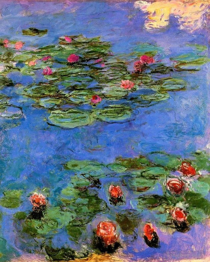 Claude Monet Oil Painting - Red Water Lilies