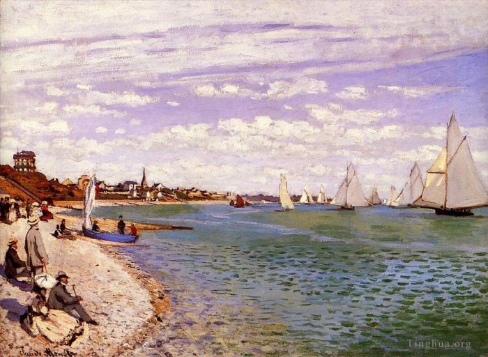 Claude Monet Oil Painting - Regatta at SainteAdresse
