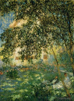 Artist Claude Monet's Work - Relaxing in the Garden Argenteuil