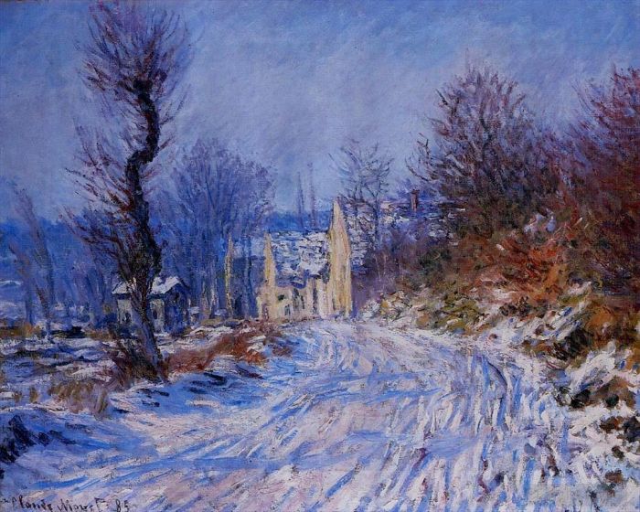 Claude Monet Oil Painting - Road to Giverny in Winter